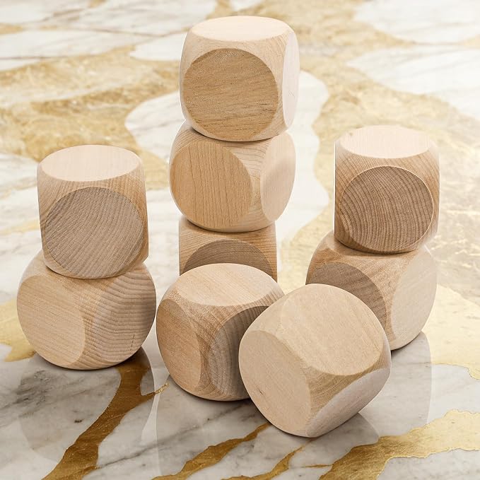 ZEAYEA 20 Pcs Blank Wooden Dice, 2 inch Unfinished Square Blocks, Blank 6 Sided - Image 5