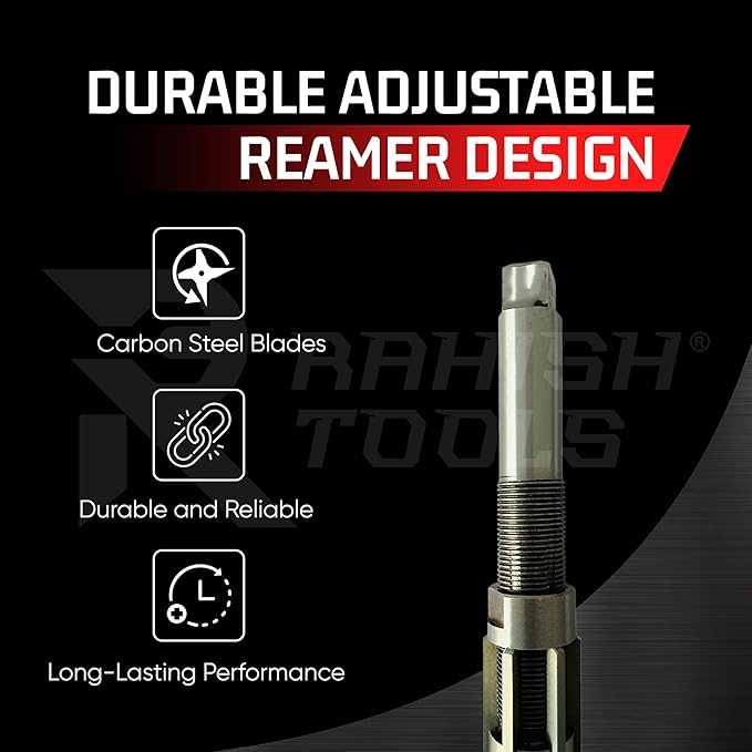 Adjustable Hand Reamer Tool HV to H16 Sizes - 1/4" to 2-7/32” Reaming Tool for Precise Hole Finishing with Carbon Steel Blades - Hand Tools Reamers for Metal & Wood - 6.35mm - 56.35 mm