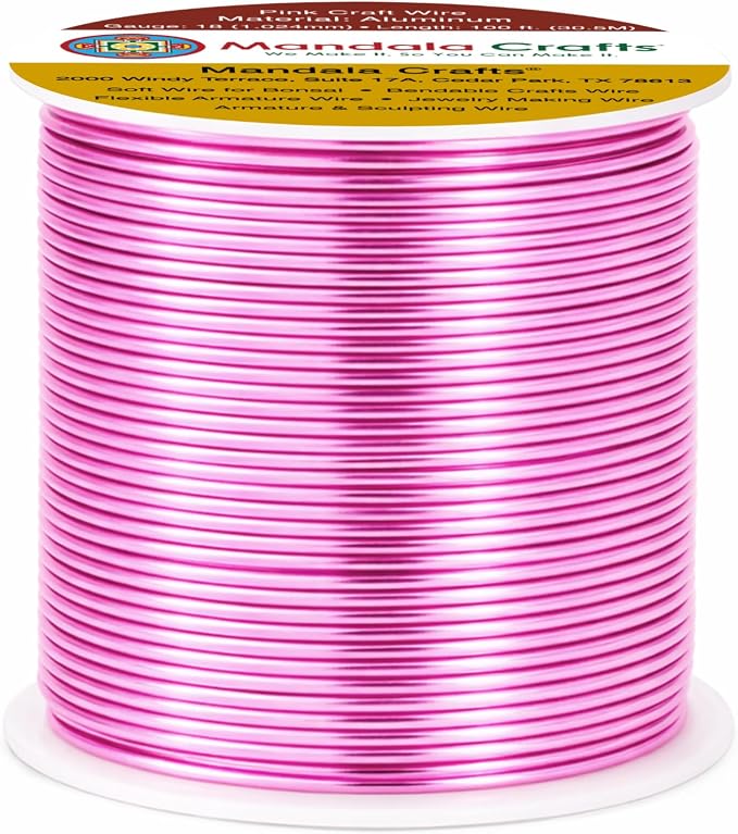 Mandala Crafts 18 Gauge Pink Anodized Aluminum Craft Wire, 100 FT | Colored - Image 2