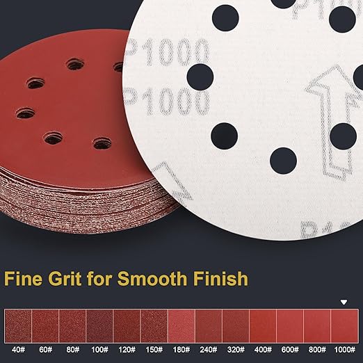 100 PCS 5 Inch Sanding Discs 1000 Grit Hook and Loop Adhesive Round Sandpaper for Random Orbital Sander