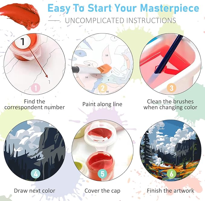 4 Pack Framed Paint by Numbers Kit - Image 8
