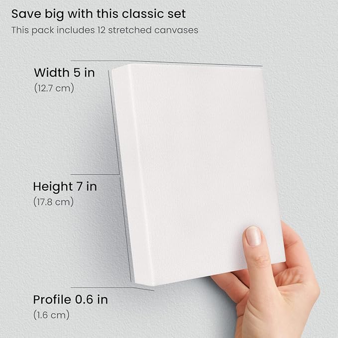 ARTEZA Stretched Canvas, 5 x 7 Inches, Blank White Canvas - Image 4