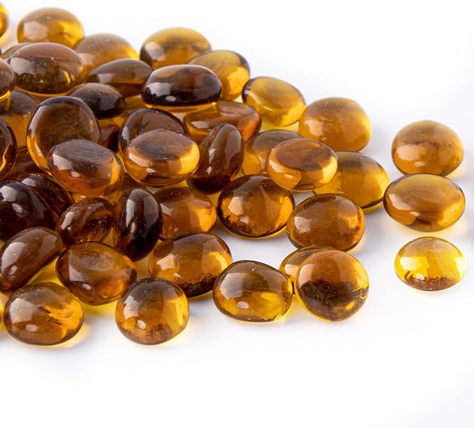 50PCS Mini Glass Gems, Amber Mancala Stones Flat Bottom Marble Beads by MESCHETT