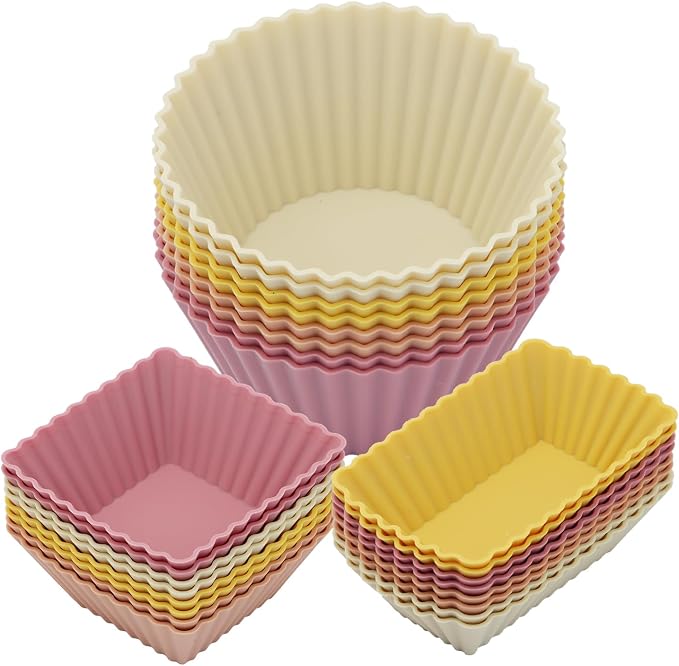 24Pack Silicone Muffin Cups, Reusable Cupcake Liners Molds by SAWNZC