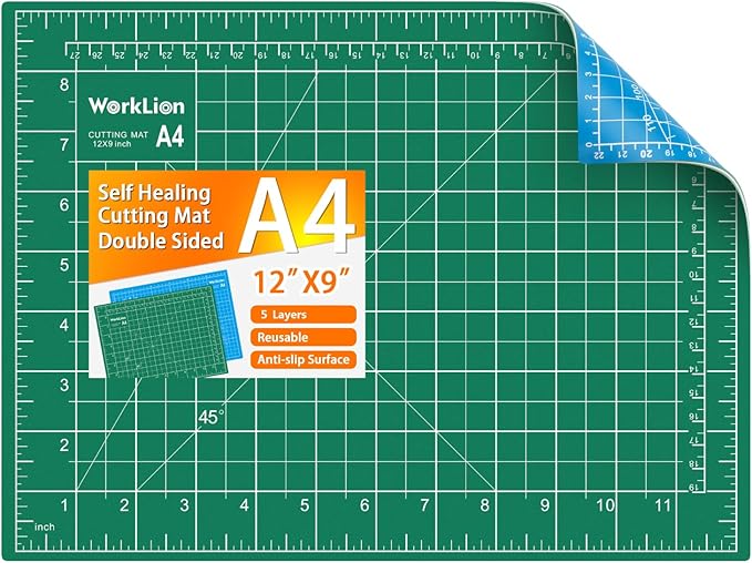 WORKLION Full 9" x 12" Art Self Healing PVC Cutting Mat, Double Sided, Gridded by WORKLION