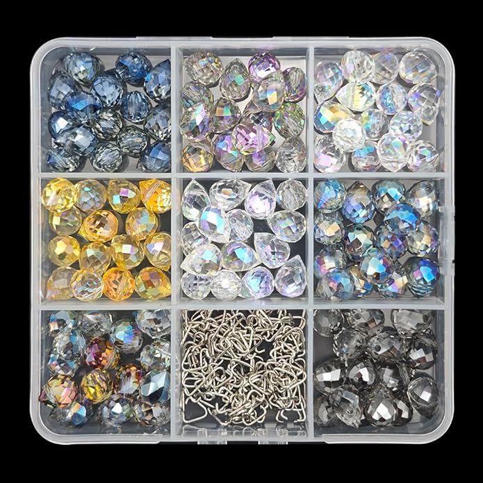 INSPIRELLE 120 Pieces Crystal Teardrop Charms Multicolor Glass Faceted - Image 2