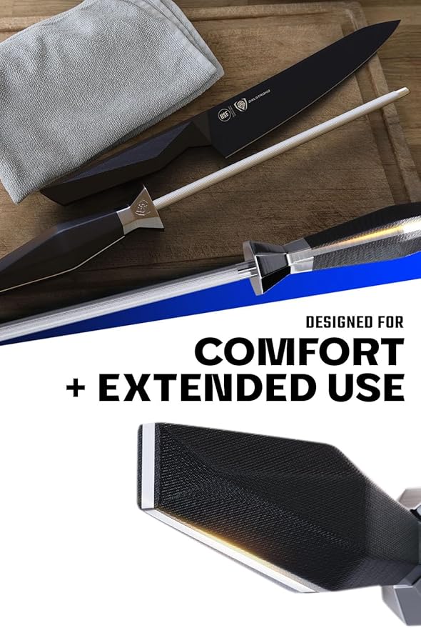 Dalstrong Honing Rod Steel - 9 inch - Shadow Black Series - Black Titanium Nitride Coated - High Carbon 7CR17MOV-X Vacuum Treated Steel - Scratch Free - Kitchen Knife Sharpener Polish - NSF Certified