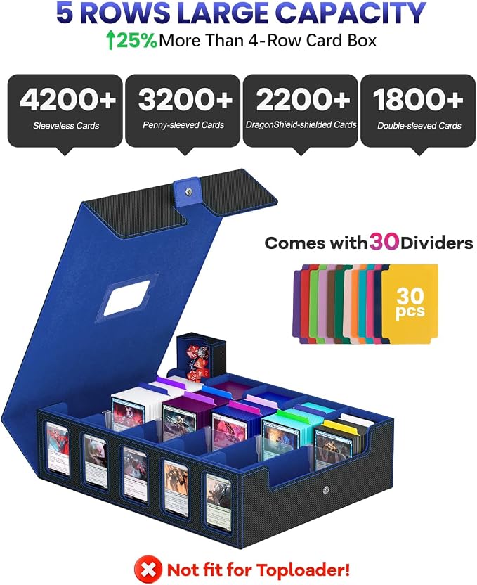 Trading Card Storage Box, 5 Row Card Deck Case - Image 2