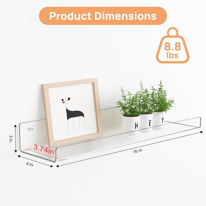 upsimples 15" x 4" Acrylic Shelves - Image 3