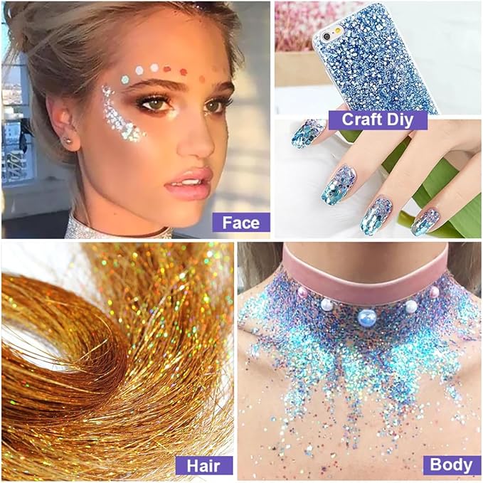 Holographic Glitter for Craft, Laser Extra Fine for Resin Arts, 0.3mm for Nail - Image 5