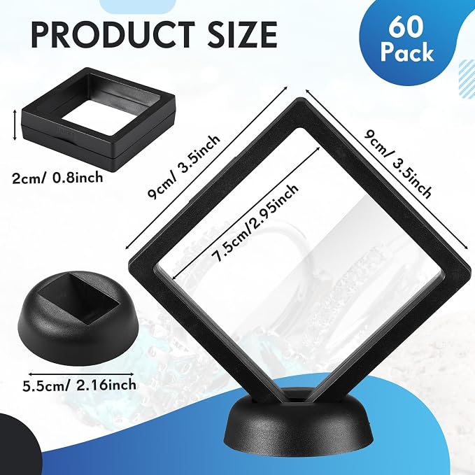 60 Pcs 3D Floating Display Case PE Film Jewelry Storage Box Coins Display Frame - Image 2