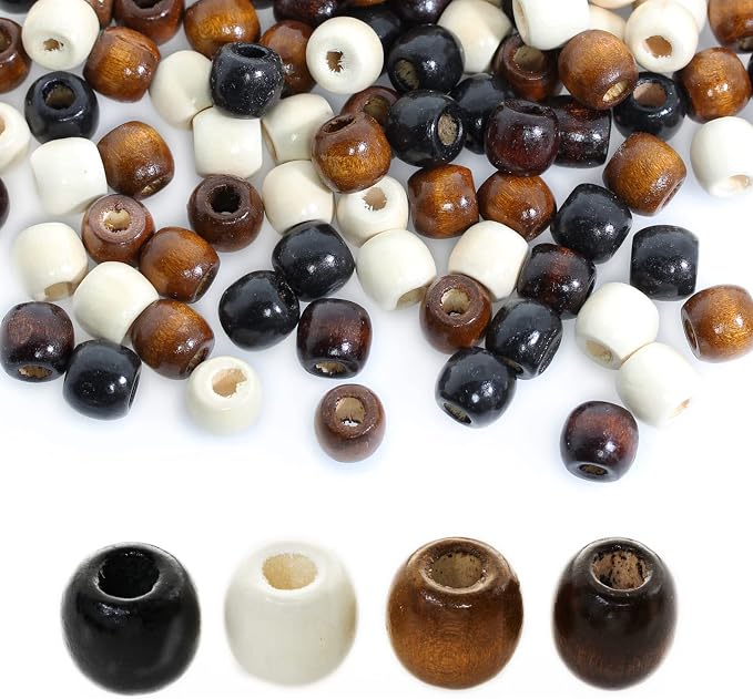 100Pcs Large Hole Barrel Wood Beads, BetterJonny 4 Colors Natural Wooden by BetterJonny