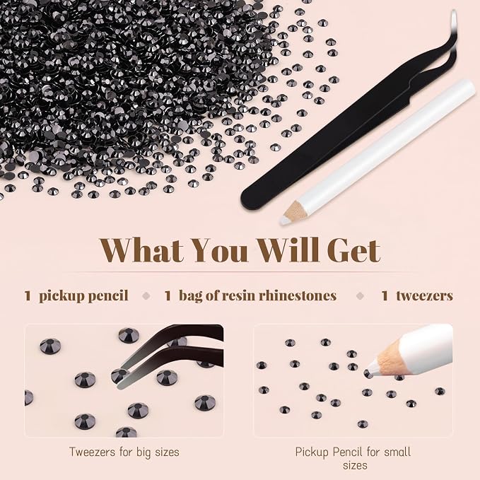 8000PCS 3mm Resin Black Rhinestones Bulk - Image 7