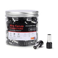 HKS 200PCS Wire Ferrule Connectors - AWG 6-16.0mm² Copper Barrel Pin Cord Ends Insulated Ferrules Terminals - E16-12 Black