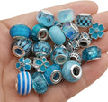 50pcs Assorted Blue Resin Imitation Glass European Large Hole Beads Rhinestone by WOCRAFT