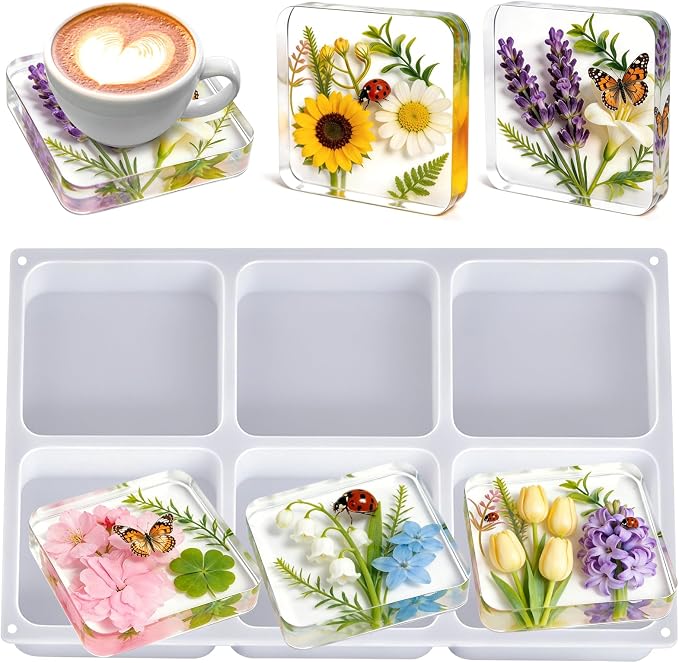 YOILES Deep Coaster Resin Molds Silicone Square Silicone Molds by Allcomersarefriends