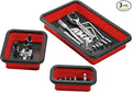 AMM Foldable Magnetic Parts Tray Set, 3 Different Size Magnetic Tool Trays for Bolts Screws Nuts & Small Metal Parts, Mechanic Tool Present for Men，Red