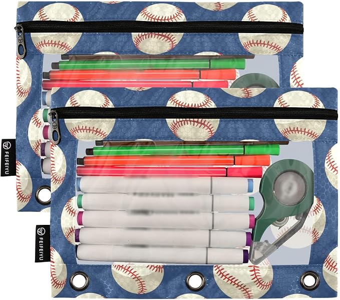 Baseballs Ball on Blue Pencil Pouch - Image 2