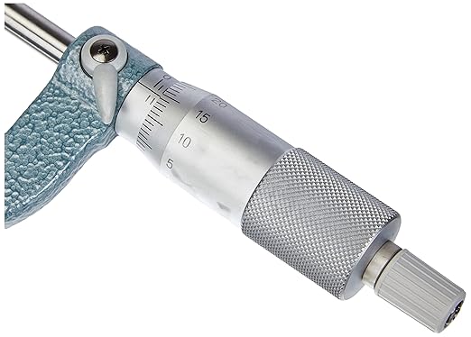 Mitutoyo 115-118 Spherical Face Micrometer, Ratchet Stop, 75-100mm Range, 0.01mm Graduation, +/-0.004mm Accuracy, Flat Spindle