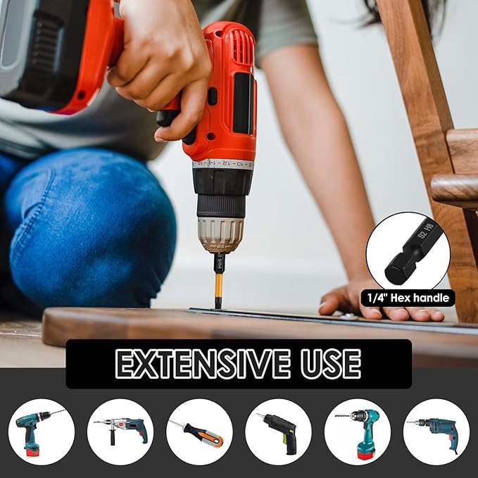 20Pcs Impact Hex Head Allen Wrench Drill Bit Set S2 Alloy Magnetic 1/4inch Quick Release Shank Screw Driver Drill Bit for Home Repair
