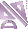 Mr. Pen- Metal Geometry Kit, 4 Pack, 45° & 30°/60° Set Squares | 6" Protractor by MrPen