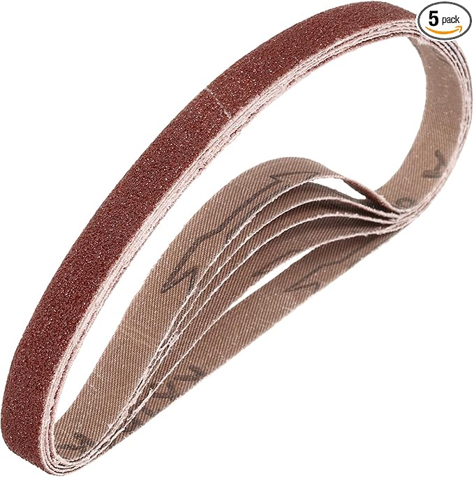 HARFINGTON 3/8 x 21 Inch Sanding Belts, 5 Pcs 80 Grits Aluminum Oxide Abrasive Belt Sander File Belt for Woodworking, Metal Polishing, Knife Sharpener