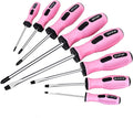 FASTPRO 8-Piece Pink Magnetic Screwdrivers Set with 4 Phillips and 4 Slotted Tips, Precision Screwdriver Repair Tool Kit for Women
