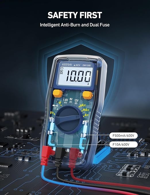 AstroAI Digital Multimeter, Voltmeter 1.5v/9v/12v Battery Voltage Tester Auto-Ranging/Ohmmeter/DMM with NCV Function, Accurately Measures Voltage Current Amp Resistance Capacitance