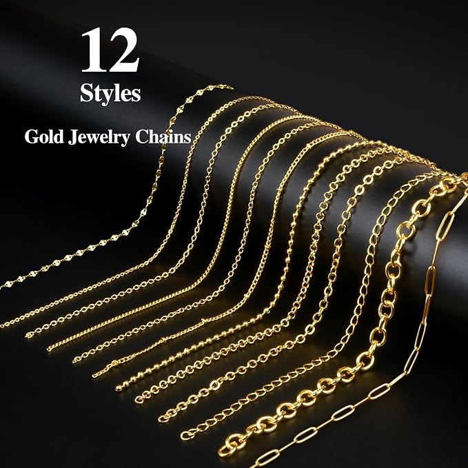 Ecoofor Gold Necklace Chains for Jewelry Making, 95.1 Feet 12 Rolls Jewelry - Image 2