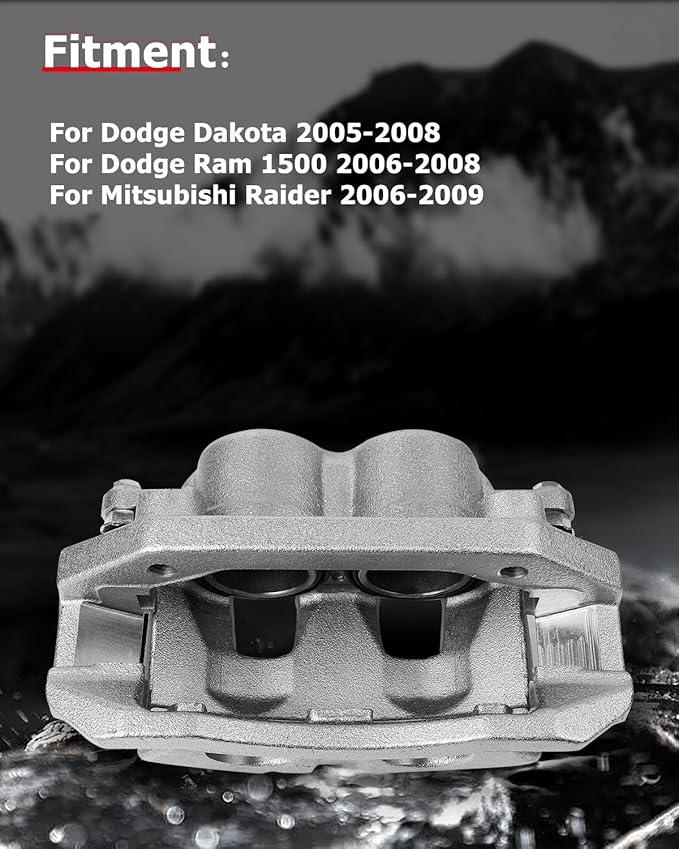 cciyu Front Left Brake Caliper Assembly w/Bracket 18B5009 For Dodge For Dakota 2005-2008,For Dodge For Ram 1500 2006-2008,For Mitsubishi For Raider 2006-2009
