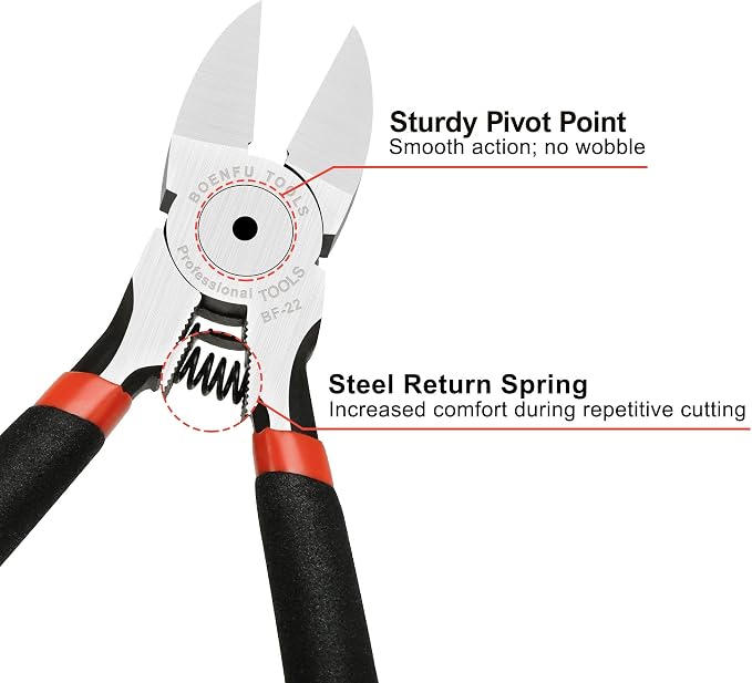 BOENFU 6 Inches Wire Cutters Heavy Duty Snips Flush Cut Side Cutters Pliers - Image 5