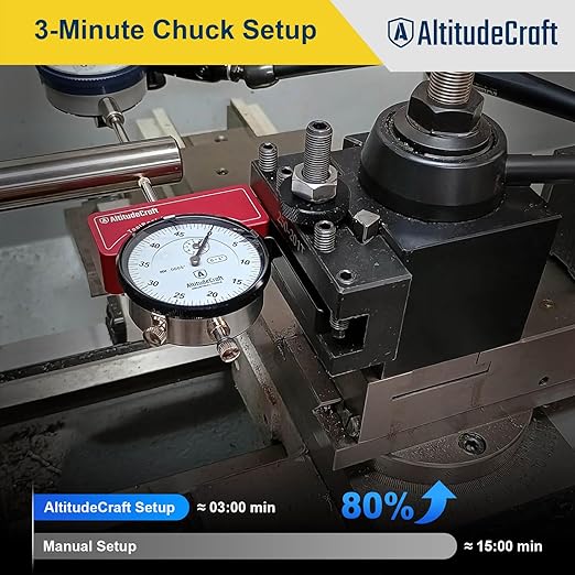 Precision Lathe Tool Post Indicator Holder, Dial Indicator (.0005"), CNC Machining Alignment Tool, for Quick Change Tool Post Systems