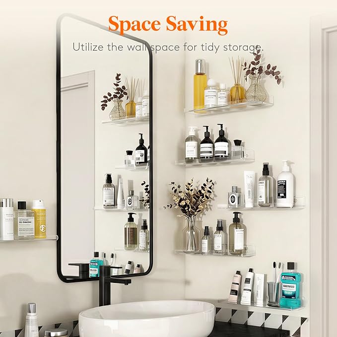 Lifewit Floating Shelves for Bathroom, Acrylic Display Shelf Wall Mounted for - Image 4