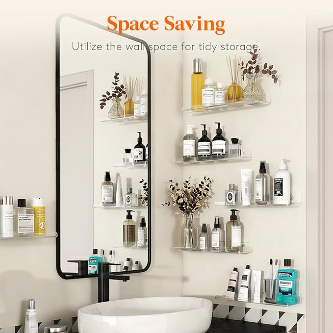 Lifewit Floating Shelves for Bathroom, Acrylic Display Shelf Wall Mounted for - Image 6