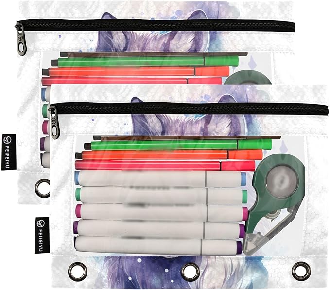 Custom Wolf Watercolor Pencil Pouch - Image 2