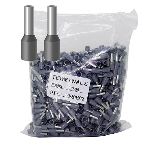 Fidioto AWG14 Wire Ferrules Terminals Kit, 1000pcs AWG14 Wire Insulated Cord Pin Ends Terminals for Electric, Industrial, Chemical Industry, Power Control System, etc. (Grey-1000PCS-14AWG)