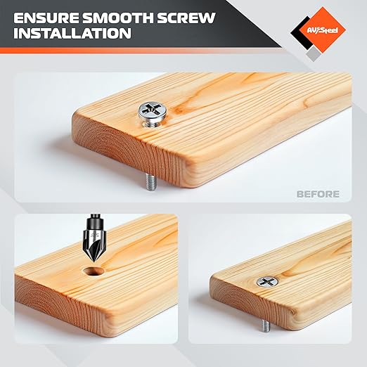 Countersink Drill Bit Set, Countersink Bit, HSS4241 Counter Sink, 82 Degree Countersink 1/4'' 3/8'' 1/2'' 5/8'' 3/4'', 5 Flute Pcs for Wood, Plywood, Plastic, Mild Steel with Aluminum Case
