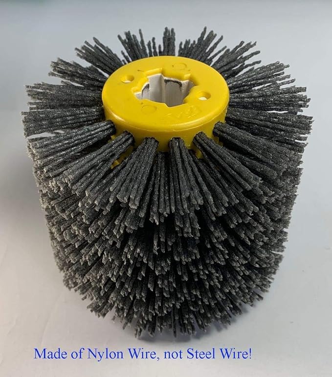 Abrasive Nylon Drawing Wheel Drum Burnishing Brush for Wooden Polishing 1 Pack (60 Grit Black)