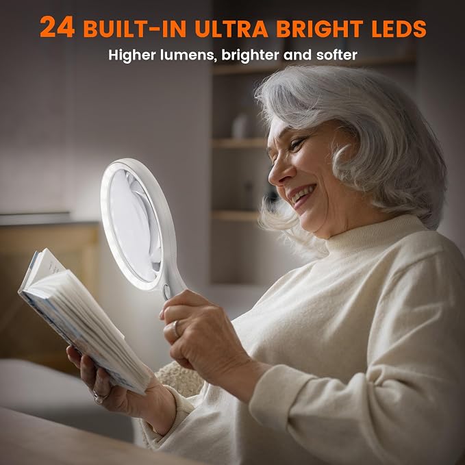 Magnifying Glass with Light Large 5" Lens, Handheld Illuminated Lighted - Image 7