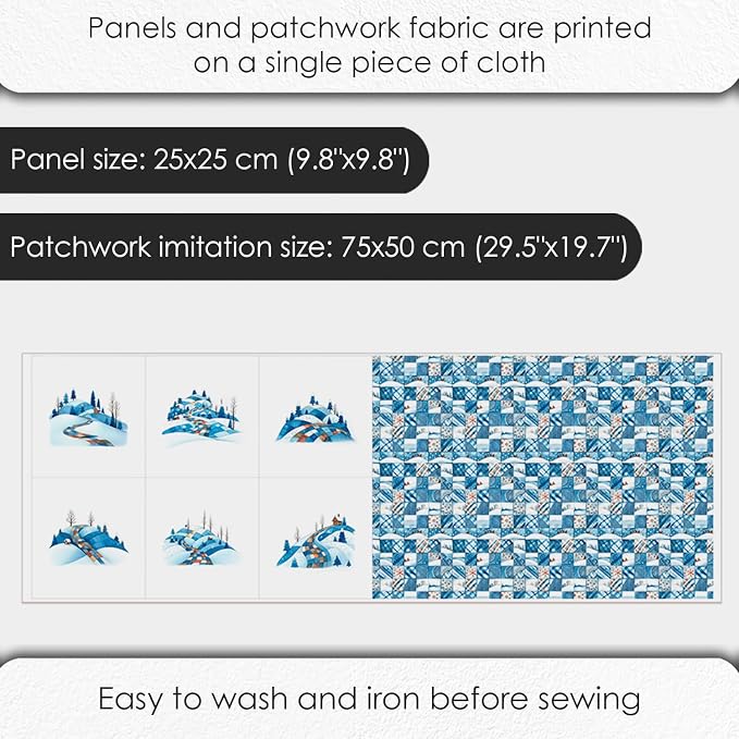 Winter Patchwork Landscape Cotton Fabric Panel – 6 Designs + Bonus Patchwork - Image 4