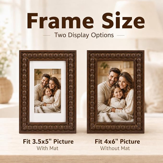 Solid Wood 4x6 Picture Frame Beaded Frame - Image 3