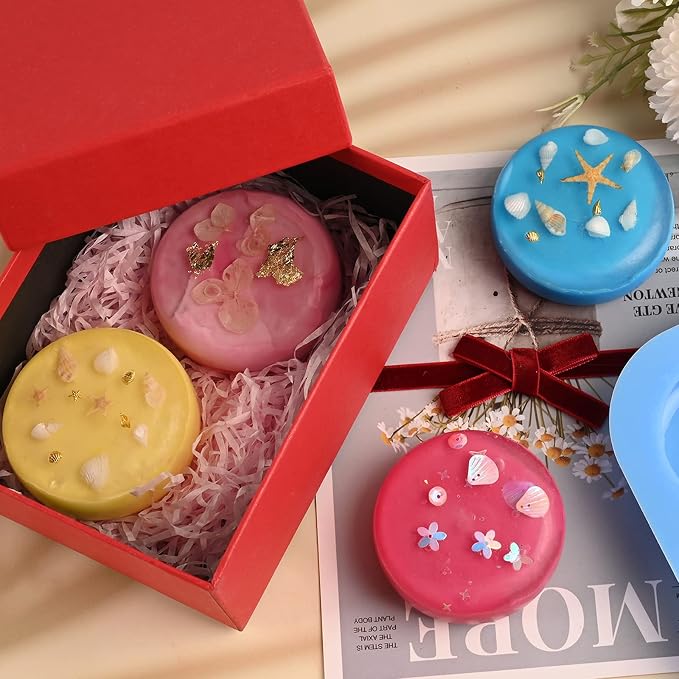 Sakolla 2 Pack 4 Cavity Round Silicone Soap Molds Cylinder Handmade Soap Molds - Image 5