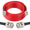 25FT RG58 50 ohm Coax Cable - Male to Male, Low Loss Extension with BNC Adapter for Antennas, RF Radios, Modems, Oscilloscopes, Spectrum, etc (Red)