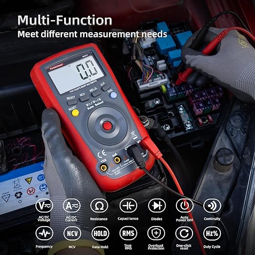 Digital Multimeter 4000 Counts, Auto-Ranging Ohmmeter Voltage Tester, DC/AC Voltmeter, Measures Voltage Current Resistance Diodes Continuity Capacitance with NCV Duty-Cycle Capacitance