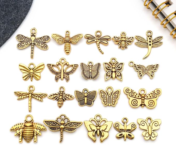 WOCRAFT 60pcs Antique Gold Butterfly Bracelet Charms - Image 5