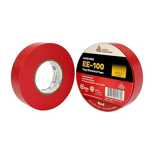 Avery Dennison Electrical Tape, General Use PVC Electric Tape, UL/CSA Listed Insulating Vinyl Tape for Electrical, Repairs, Automotive and Equipment, EE-100, ¾ in x 66 ft, Red, 1 Roll
