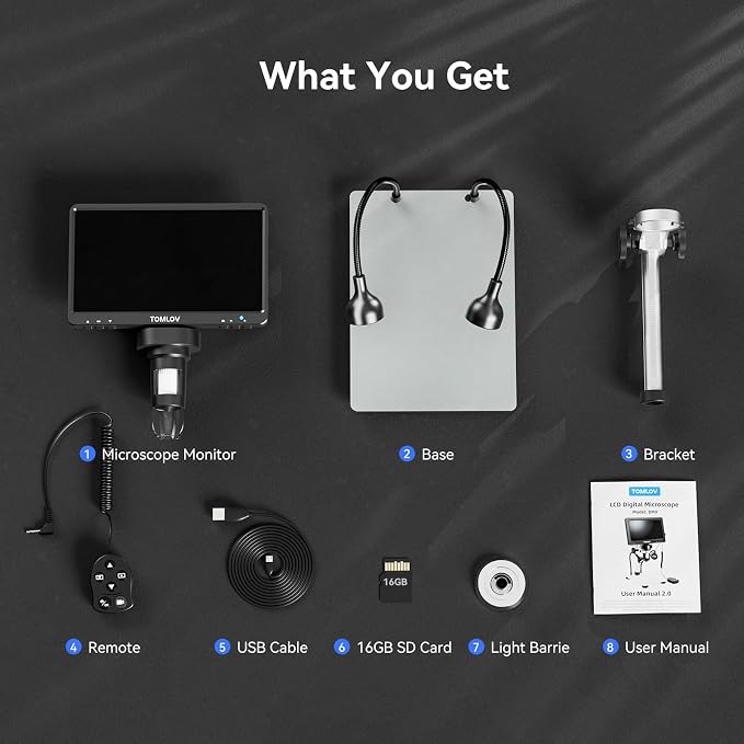 TOMLOV DM9 7" Digital Microscope: 1080P 1200X Coin Microscope Magnifier - Image 10