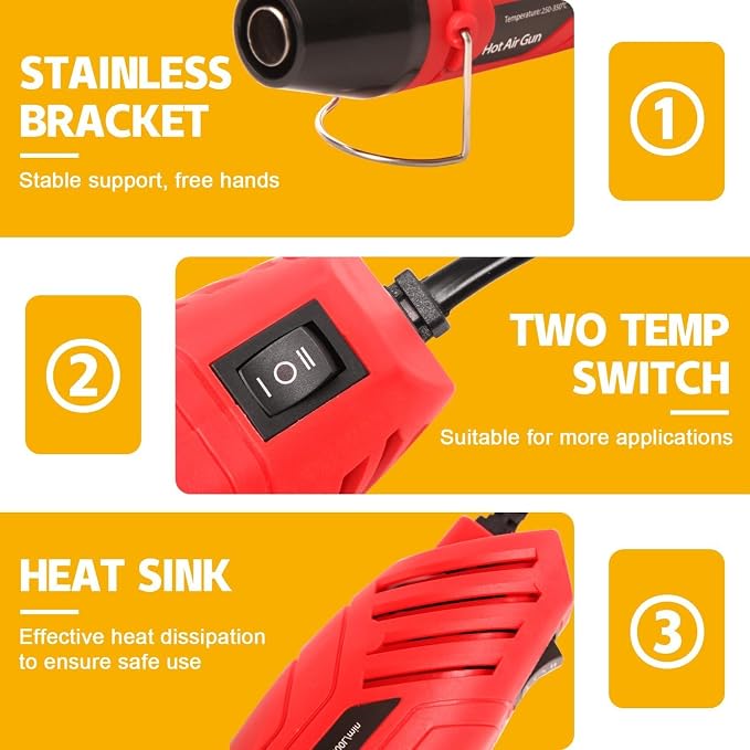 LDK Heat Gun for Crafting, Mini Dual Temp Hot Air Gun Tool - Image 4