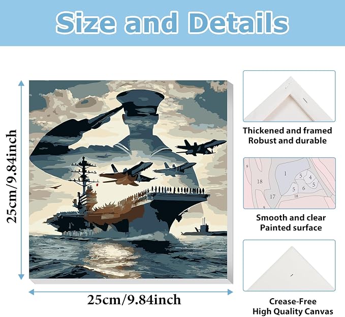 hkejoi Navy Paint by Numbers Kit - Image 3