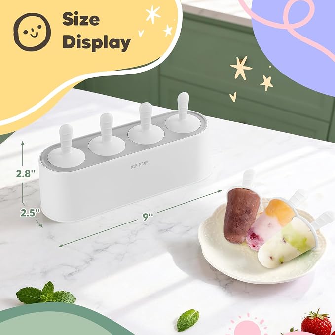 Popsicle Mold Set 4 Pieces Homemade Silicone Popsicle Maker Easy Release Ice - Image 5